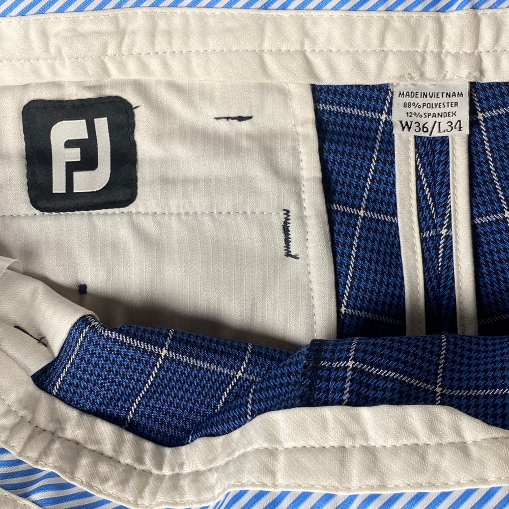 FootJoy Mens Golf Shorts Plaid Performance Stretch 36 Blue Athletic Summer Wear - Picture 5 of 12
